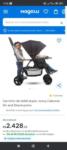 Carrinho de bebê duplo