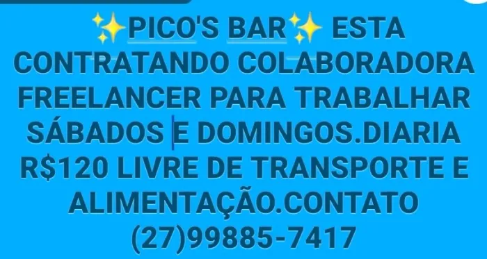 Serviços no bar, ambiente familiar