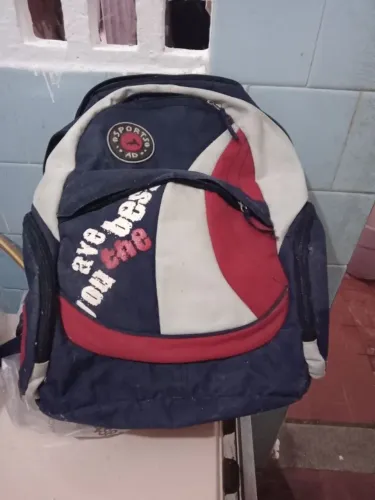 Antiga Mochila Escolar Azul com vermelho e brano Ad Sports