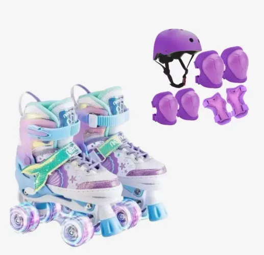 Patins 4 rodas com Led e kit proteção