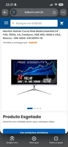 Monitor Gamer curvo 24 polegadas 100hz
