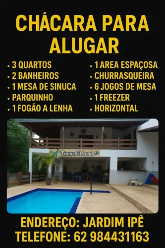 Chácara localizado no jardim dos ype aparecida de Goiânia.