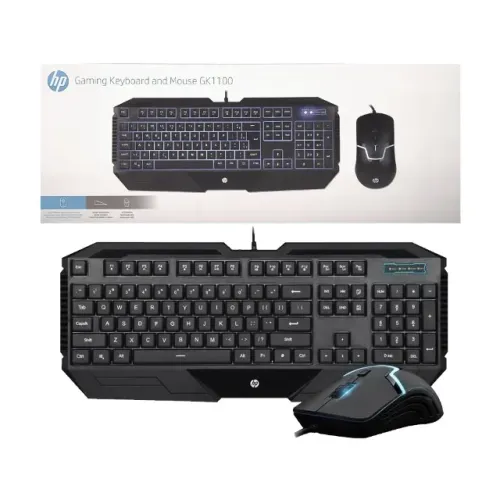Kit Gamer HP GK1100 Teclado + Mouse LED Azul ABNT Original
