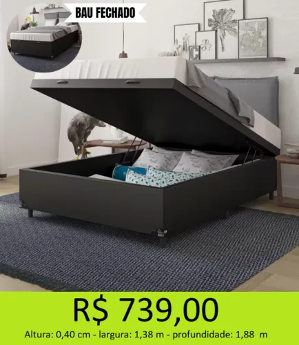 BOX BAÚ CASAL - DISPONIVEL EM 3 CORES - OTIMA QUALIDADE  = FRETE FIXO R$ 29.00