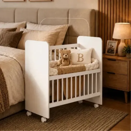 Mini Berço Bedside Doce Encanto Liberty Móveis Branco com Colchão