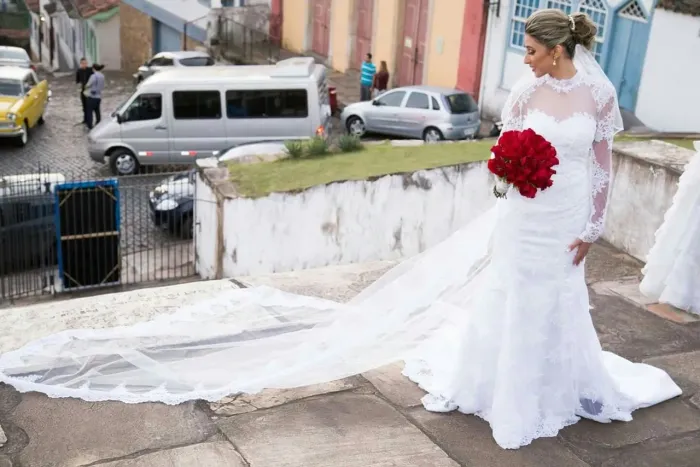 Vestido de noiva renda francesa
