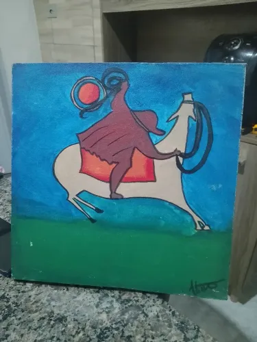 Quadro Pintura Acrílica Sobre Tela 30x30 - Cavaleiro Sertanejo / Estilo Nordestino"