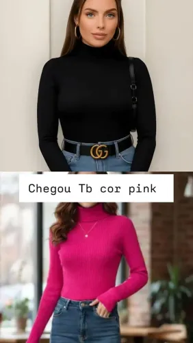 Blusa básica de tricot com gola