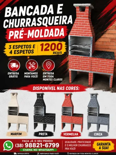 Bancada pré-moldada e churrasqueira