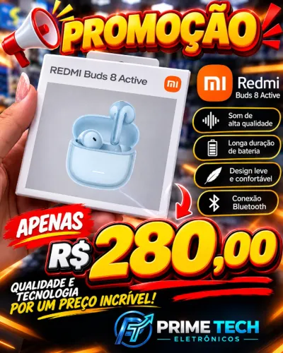 Fones de ouvido Bluetooth ativos Xiaomi Redmi Buds 8 Active