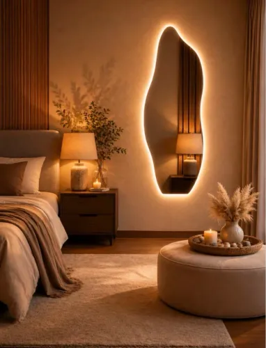 Espelho orgânico com led luz neutra 90x40