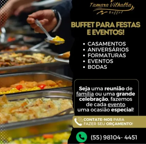 Buffet para eventos e festas em geral.