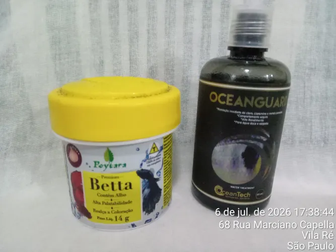 Alimento do Betta e estelizador de água doce e salgada