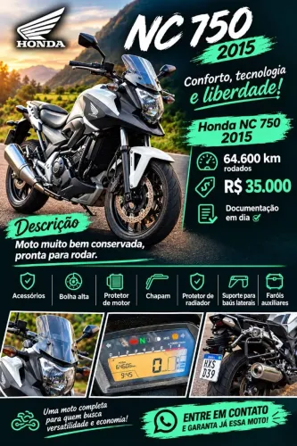 Vende-se NC 750 2015, 64.600 km, R$35.000