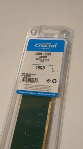 Memória Ram DDR4 16GB - 3200 - Crucial - LACRADA - NOVA