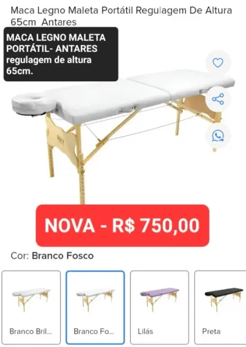 MACA LEGNO MALETA PORTÁTIL- ANTARES regulagem de altura 65cm.