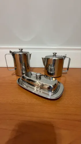 Conjunto Aço Inox 3 Peças Para Servir Café