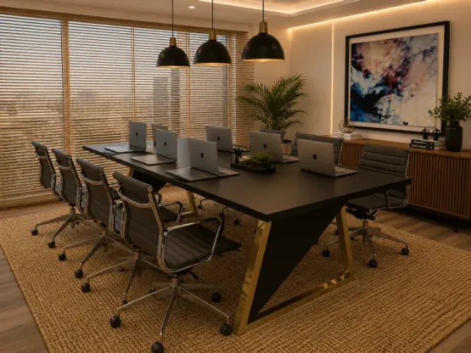 Mesa de Reunião Wing Gold. L240cm x P100cm x A74cm