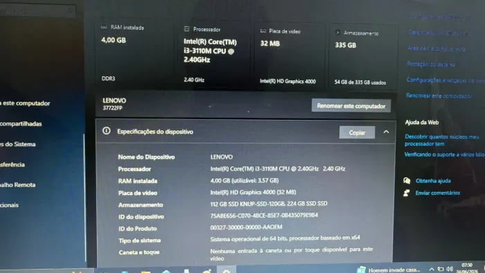 NOTEBOOK LENOVO SEMINOVO 