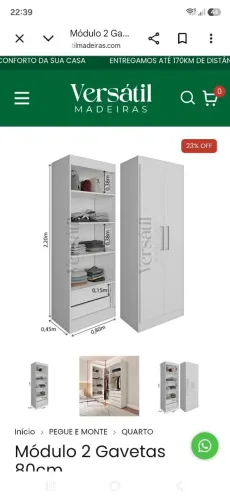 ? Módulo Guarda-Roupa 2 Gavetas 80 cm - MDF