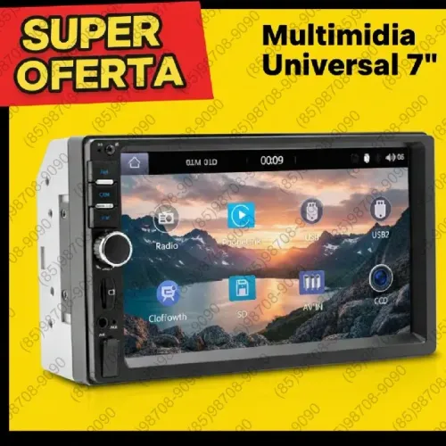 Central Multimidia MP5 2 Din 7" CarPlay Android Auto Espelhamento USB Bluetooth