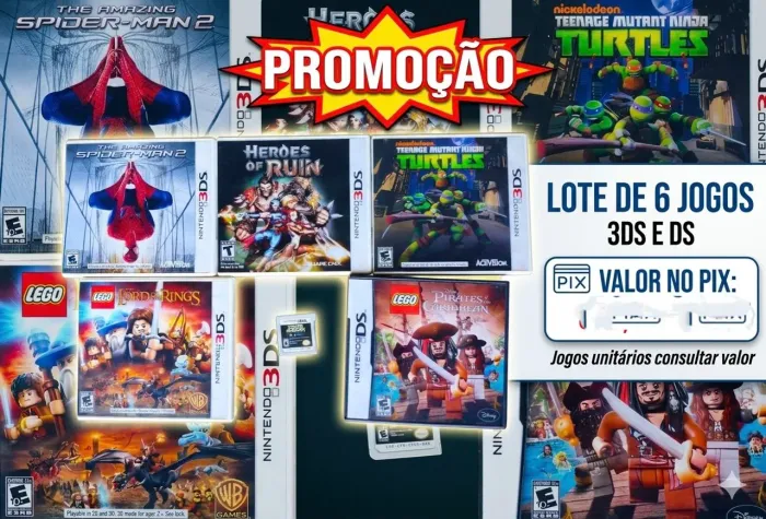 Lote 6 Jogos Nintendo, 3Ds e DS "valores separados na descrição"