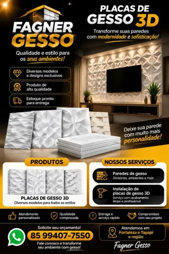 placas de gesso 3D, instalação,móveis planejados e trabalhos em geral com gesso