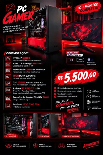 PC Gamer Ryzen 7 5700X + RX 6750 XT 12GB + Monitor LG 29? UltraWide