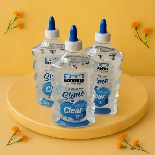 Kit Três Colas escolares Tek Bond Slime Clear 500g - Pague duas e leve 3