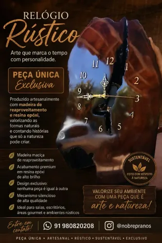 Relógio rústico em madeira