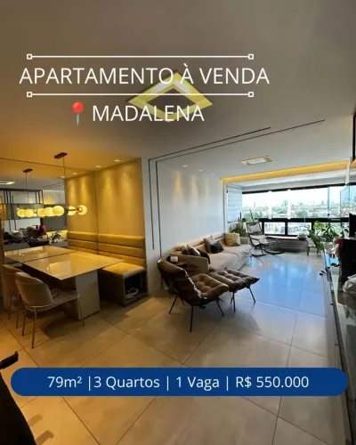 Imóvel para venda possui 79 metros quadrados com 3 quartos em Prado - Recife - PE