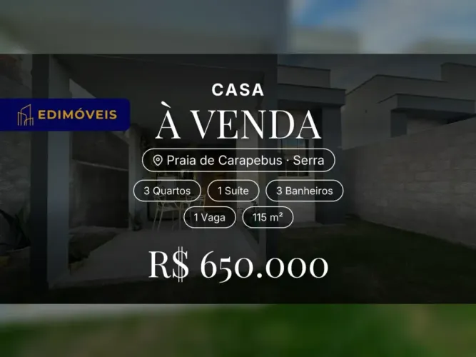 Casa nova em Praia de Carapebus: 3 quartos com suíte e área gourmet separada