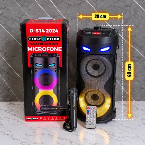 Caixa De Som Bluetooth E Usb Com Microfone E Controle