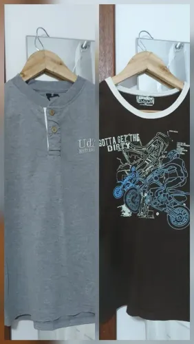 Lote de 12 camisas para meninos - Tam. 10 a 16 anos