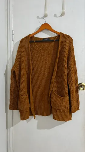 Cardigan Tricô de Lã Terracota