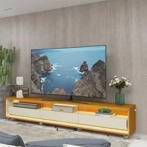 Rack para TV até 90 Polegadas com LED e Rodízios 260cm 100% MDF