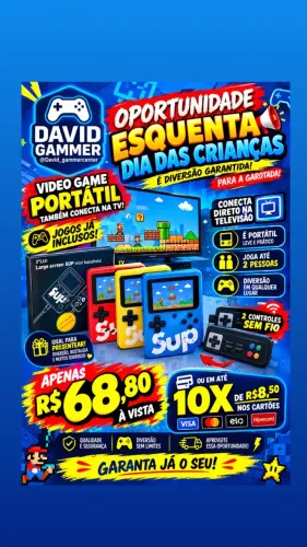 Mine game portátil e conecta na TV, videogame Novo, já vai com jogos