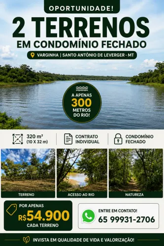 2 TERRENOS A VENDA EM VARGINHA-Sant. ANTÔNIO DO LEVERGER