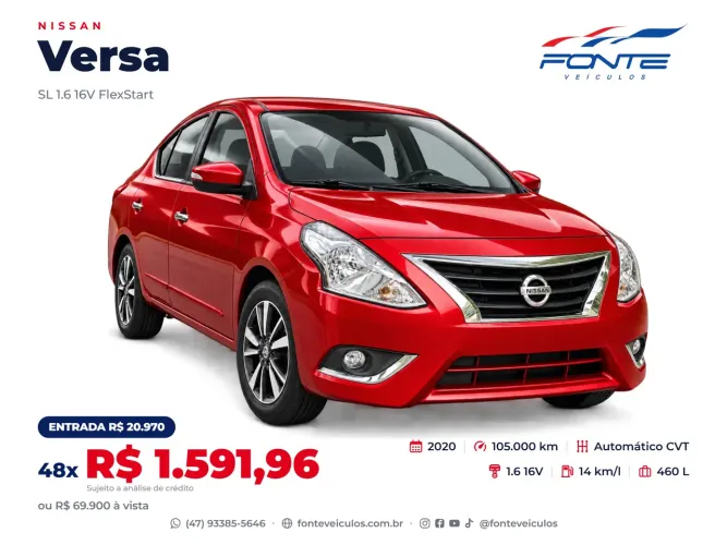 Nissan Versa SL 1.6 16V Flexstart 4P Aut. 2020
