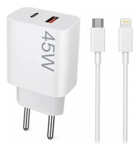 Promoção Carregador Turbo Lehmox 45w Usb-c E Cabo Lightining Ios
