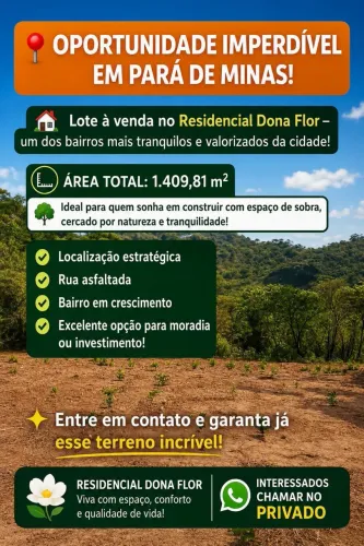     Lote de 1.409,81 m² à venda - Excelente oportunidade!