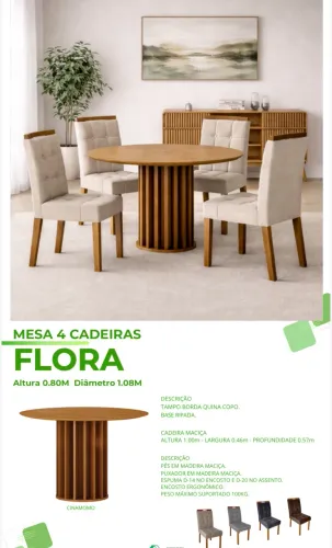 Mesa redonda jantar com 4 lugares