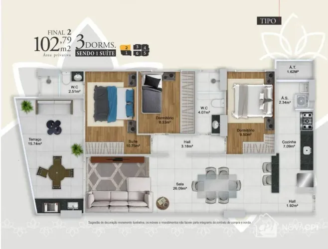 Apartamento com 3 quartos à venda na Vila Guilhermina Praia Grande/SP