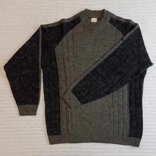 Blusão de Lã Masculino / Suéter: Cinza e Preto - Tam. G