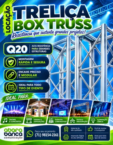 O maior montador de backdrop / boxtruss q20 de Salvador
