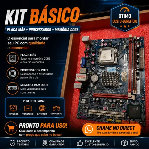 Kit Placa mãe, processador e memória RAM ddr3