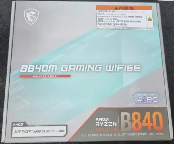 Placa Mãe MSI B840M Gaming Wifi6E Socket AM5 para Ryzen serie 9000