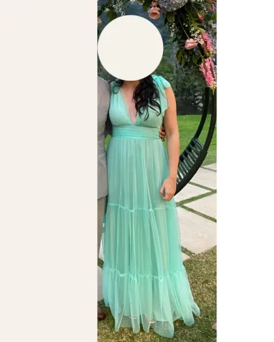 Vestido de tule para madrinha verde menta / verde agua