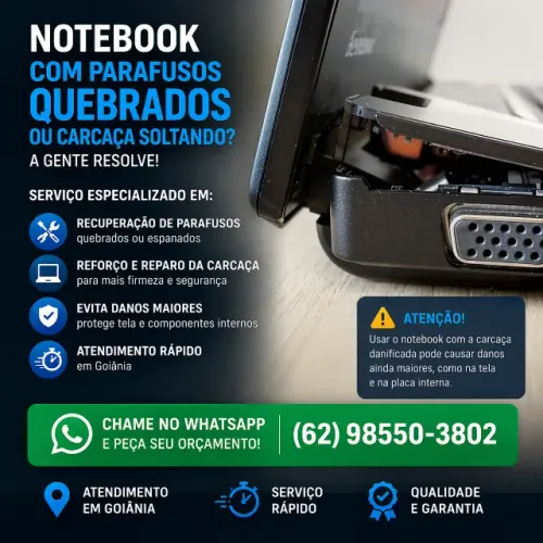 Reparo Carcaça Notebook Parafuso Quebrado Solto Goiânia Conserto Profissional Parque Amazo