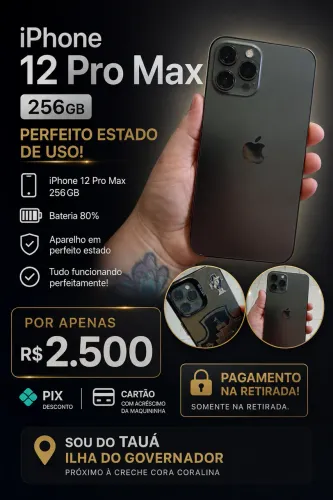 Vendo iPhone 12 Pro Max 256g somente venda presencial pg no ato da retirada